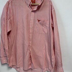 Longhorn Embroidered burnt orange  Gingham Button-Down Shirt UT